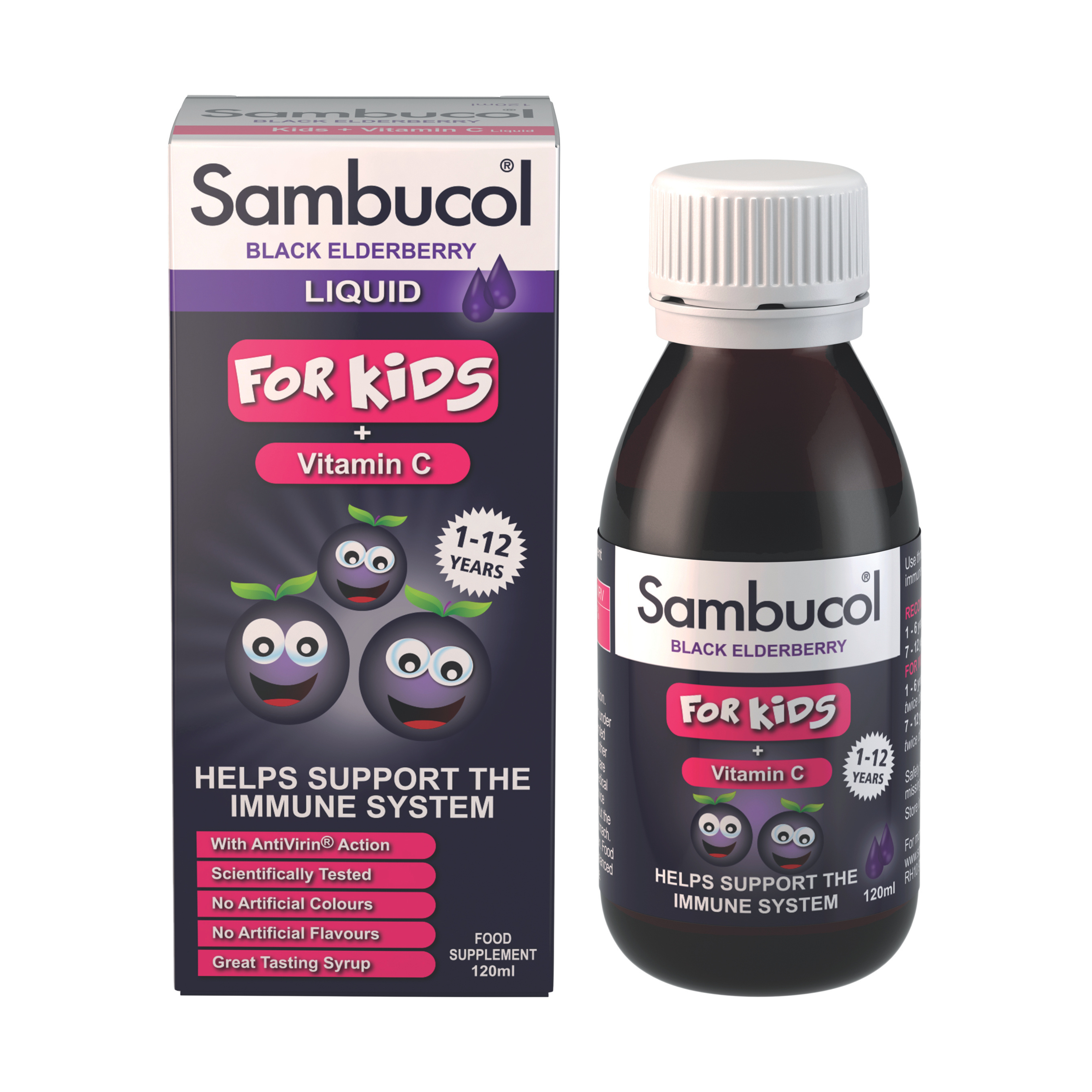 Sambucol Black Elderbery For Kids geriamieji lašai, tirpalas, 120ml